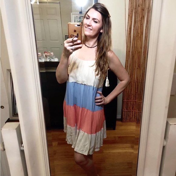 8. Color Block Ruffles Midi Dress In Coral - Size XS - Picture 1 of 8